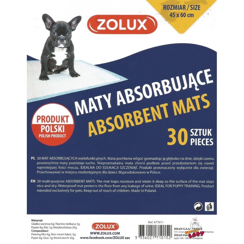Zolux - Podkłady higieniczne dla zwierząt - 45x60cm 30szt.