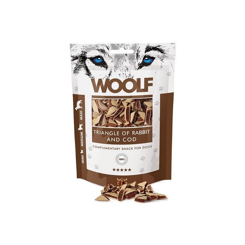 Woolf - Rabbit & COD Triangle 100g - Trójkąciki z królikiem i dorszem